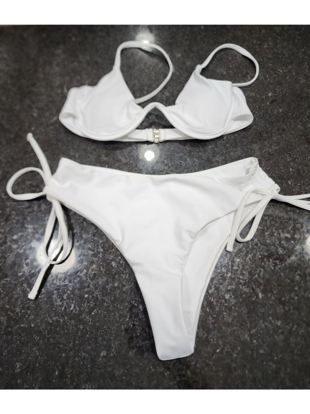 NEW Shein White, 2 Piece Bathing suit